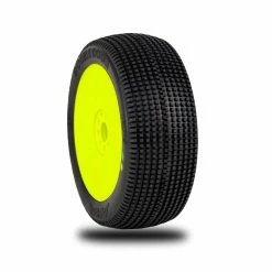 Outlet 🧨 Hot Sale 🔔 AKA PRODUCTS, INC. 1/8 Double Down Soft Long Wear Pre-Mounted Tires, Yellow EVO Wheels (2): Buggy 👍 🎉