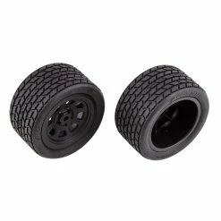 New ⭐ Flash Sale 🎁 Team Associated SR10 Rear Wheels with Street Stock Tires, mounted ✔️ 👏