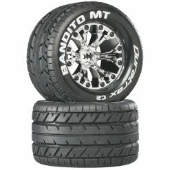 New ⭐ Wholesale ✔️ Duratrax Bandito MT 2.8" Mounted 1/2" Offset Tires, Chrome (2) 😍 🧨