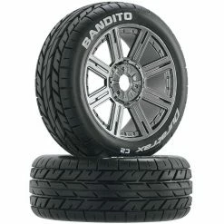 Buy 🎁 Deals 😉 Duratrax Bandito 1/8 Buggy Tire C2 Mounted Spoke Tires, Chrome (2) ❤️ 👍