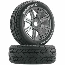 Cheapest 🤩 Wholesale 🌟 Duratrax Bandito 1/8 Buggy Tire C3 Mounted Spoke Tires, Chrome (2) 😍 🌟