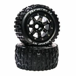 Wholesale 👍 New 🛒 Duratrax Lockup MT Belt 2.8" Mounted Front/Rear Tires, .5 Offset 17mm, Black Chrome (2) 🧨 😀