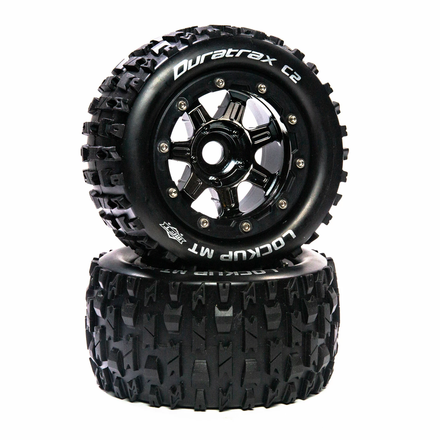 Wholesale π New π Duratrax Lockup MT Belt 2.8" Mounted Front/Rear Tires, .5 Offset 17mm, Black Chrome (2) 𧨠π 1 Wholesale π New π Duratrax Lockup MT Belt 2.8" Mounted Front/Rear Tires, .5 Offset 17mm, Black Chrome (2) 𧨠π