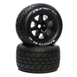 Buy 😍 Best Sale 👏 Duratrax Bandito ST Belt 3.8" Mounted Front/Rear Tires .5 Offset 17mm, Black (2) ⭐ 😀