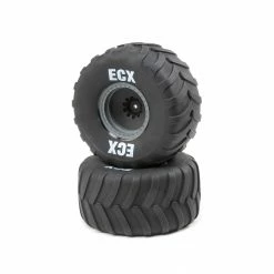 Discount 🔔 Cheap 🎉 ECX Right/Left Premounted Tire, Gray Wheel (2): 1/10 2WD Axe MT ❤️ 🔥