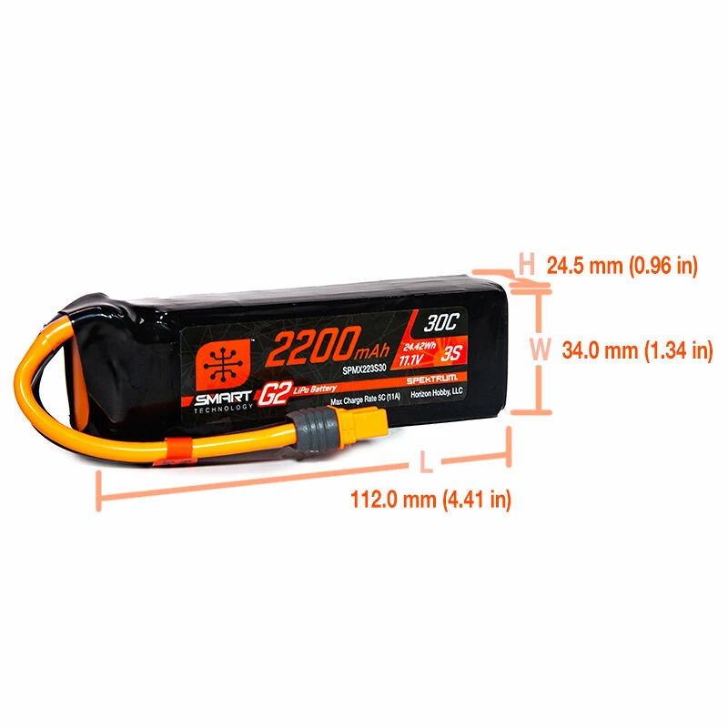 Outlet ๐งจ Best deal โ๏ธ Spektrum 11.1V 2200mAh 3S 30C Smart G2 LiPo Battery: IC3 ๐ โ๏ธ 2 Outlet ๐งจ Best deal โ๏ธ Spektrum 11.1V 2200mAh 3S 30C Smart G2 LiPo Battery: IC3 ๐ โ๏ธ - Image 2