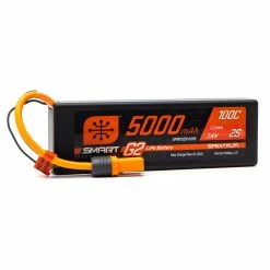 New 🔔 Cheapest 🔥 Spektrum 7.4V 5000mAh 2S 100C Smart G2 Hardcase LiPo Battery: IC5 🎁 🔥