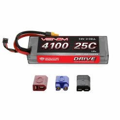 Budget 🧨 Promo ✨ Venom 7.4V 4100mAh 2S 25C DRIVE Hardcase LiPo Battery: UNI 2.0 Plug 🌟 🔥